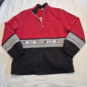 Vintage Alia women's size 12 red black white gray full zipper jacket EUC
